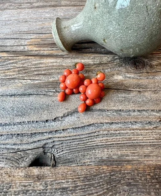 Coral cluster earrings