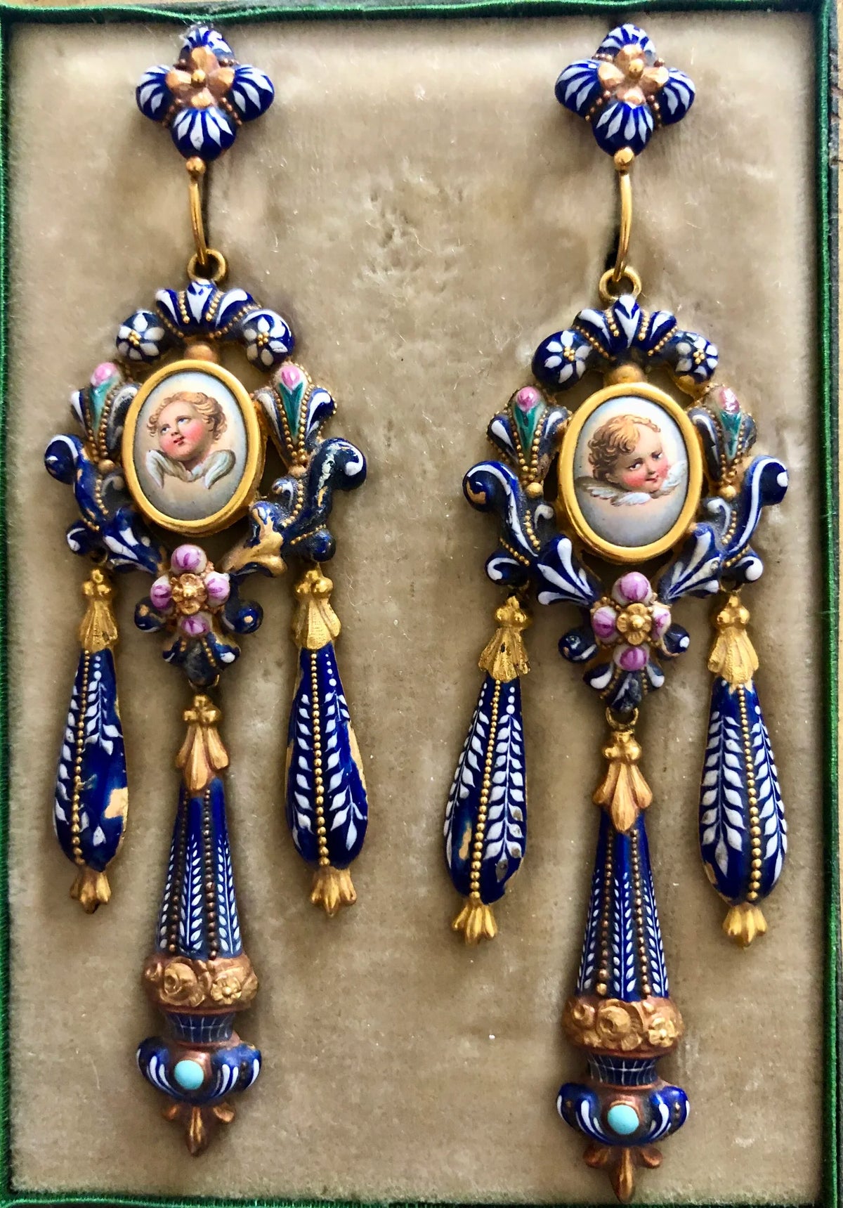 Antique Swiss enamel earrings