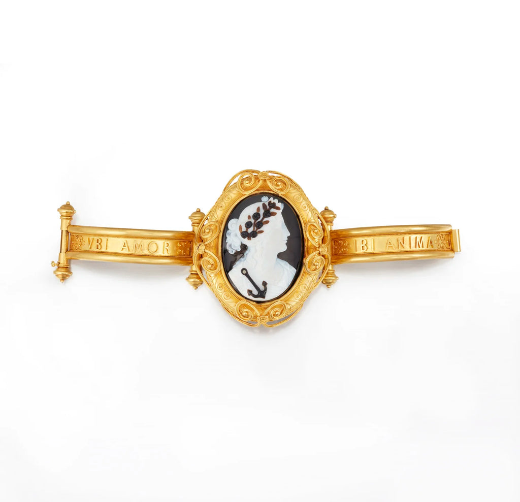 An Antique gold and cameo bangle