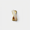 A yellow gold and diamond cross-over ring