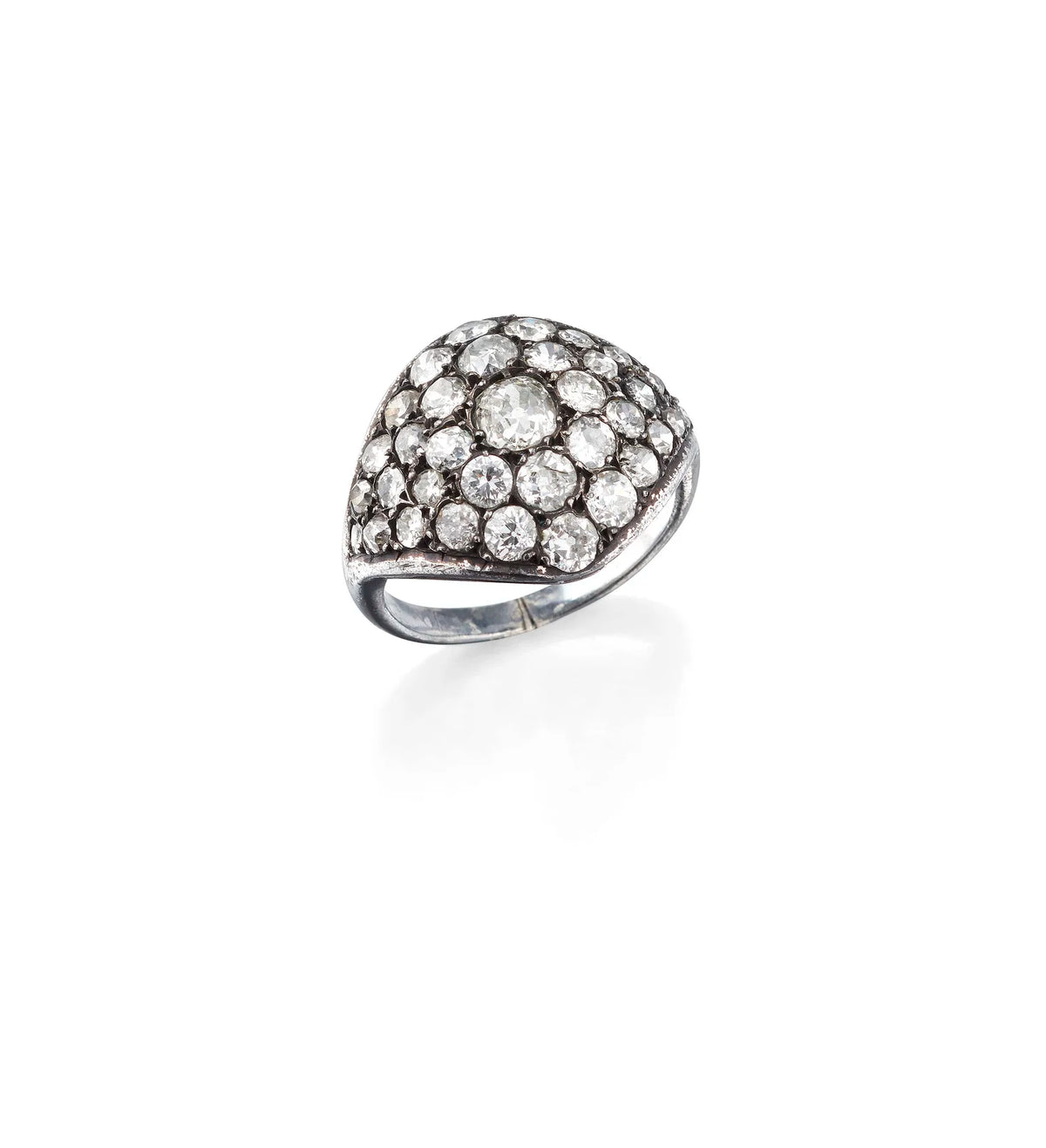 An Art Deco silver and diamond ring